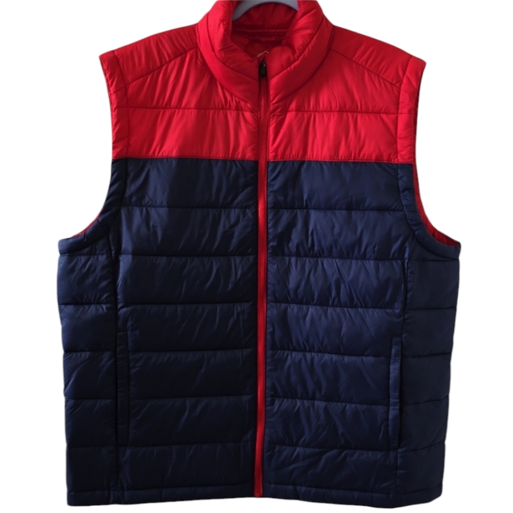 ST. JOHN'S BAY MENS BLUE & RED QUILTED VEST SIZE XL